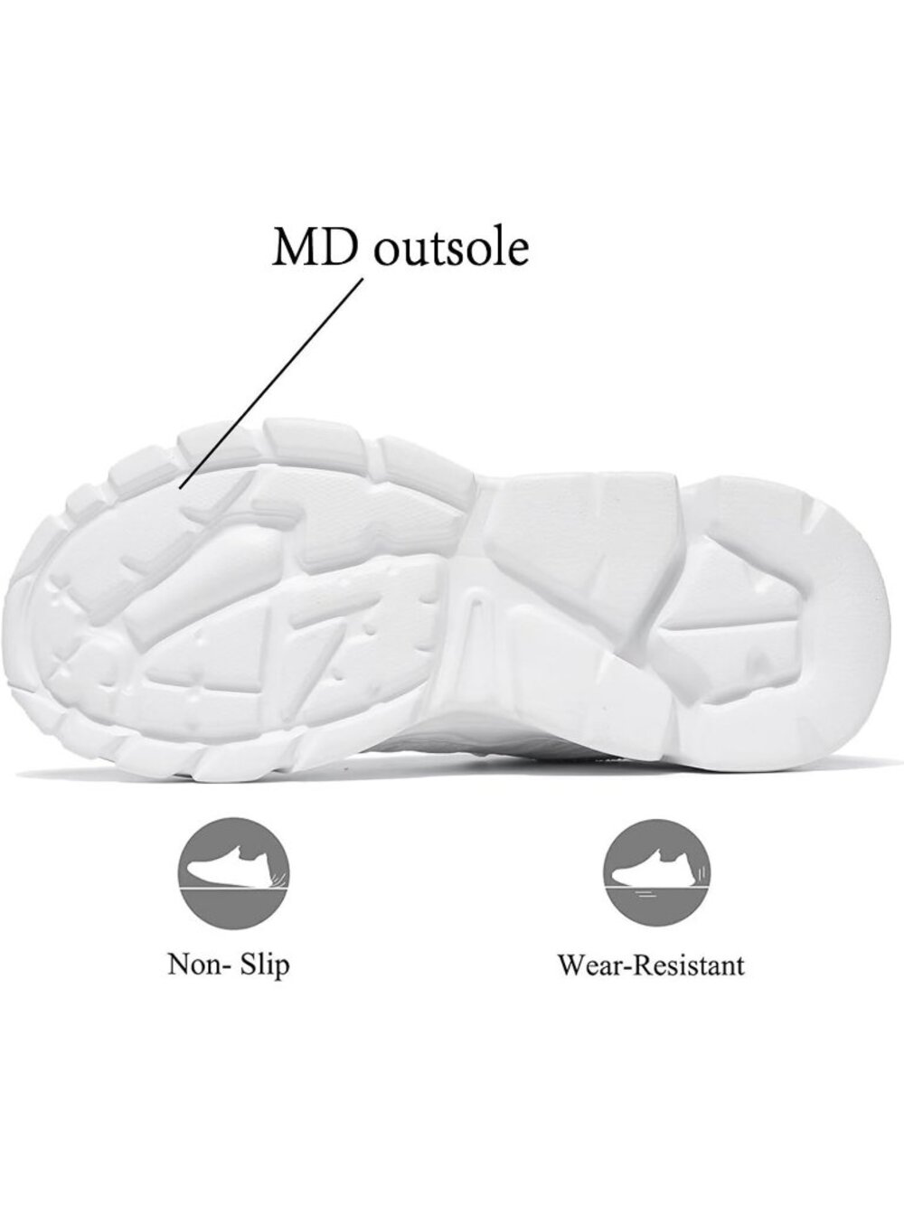 Men's White Rubber Non Slip Breathable Lightweight Fashion Athletic Sneakers - Picture 4 of 7